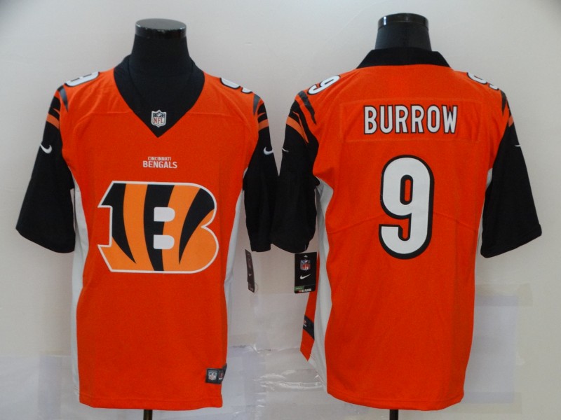 Men's Cincinnati Bengals Joe Burrow #9 Orange Jersey